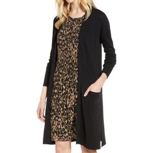 Halogen open front cardigan with pockets